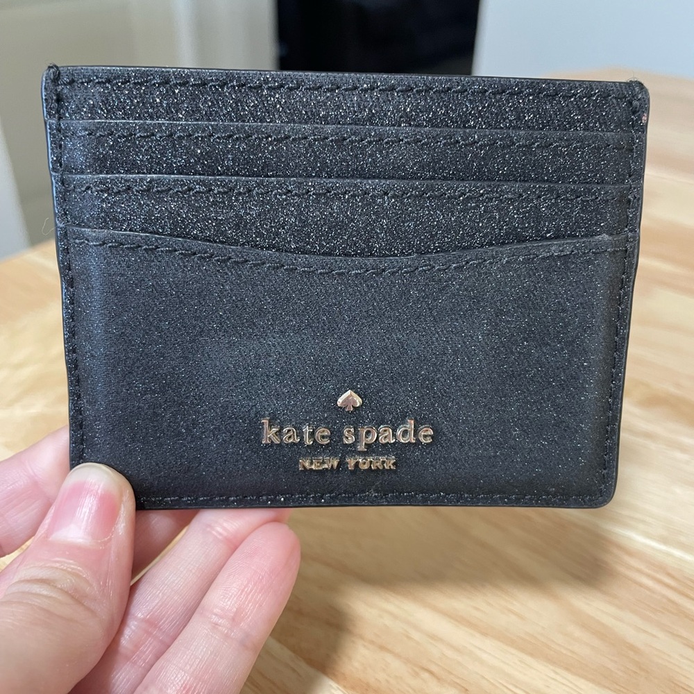 Kate Spade Glittery Black Card Holder -NWOT